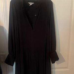 H&M Black Long Sleeve V-Neck Dress